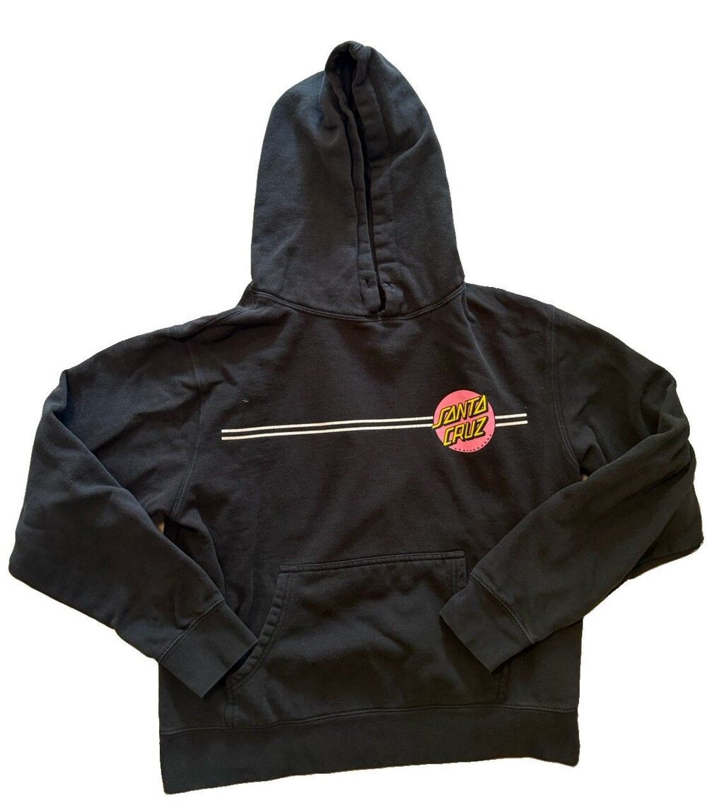 Santa Cruz Hoodie Mens Large Pullover Skateboard Sweatshirt Classic Black Pink